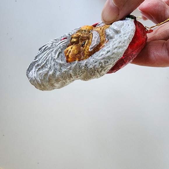 Vintage Blow Mold Santa Claus Heads Christmas Ornaments 4" Hollow Plastic Xmas - Picture 7 of 11